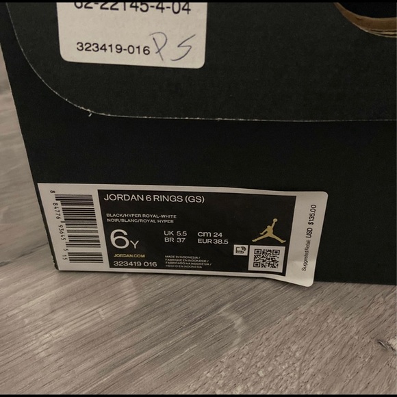 Jordan 6 Rings (GS) Black 6Y